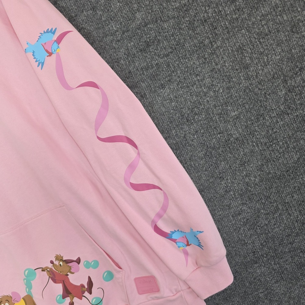 Disney Loungefly Cinderella Sweatshirt pink XL Gus RARE Pullover Hoodie park - Picture 5 of 12